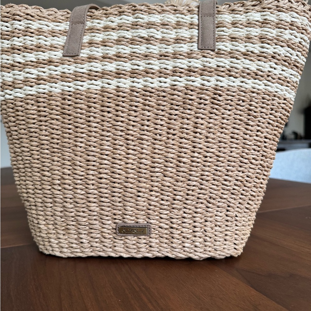 Sea & Sand woven seagrass zipped tote! Beach here you come! NWOT - Picture 3 of 9